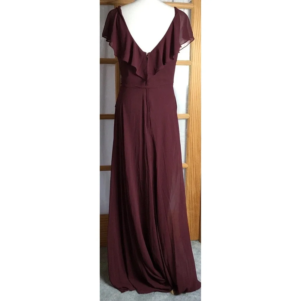Morilee Chiffon Evening Gown 6 Burgundy Bridesmaid Prom Formal Fairy Whimsigoth - Picture 4 of 12
